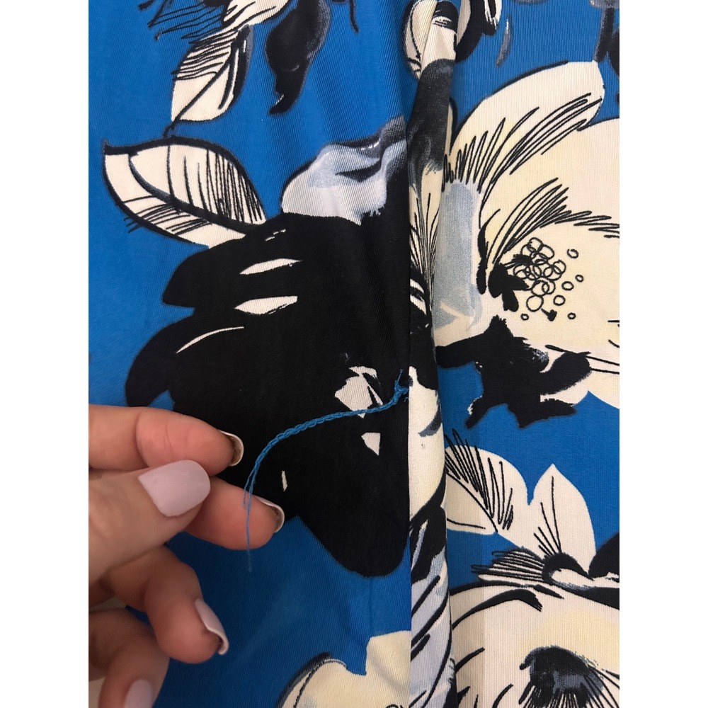 Robert Louis Blue Floral Ruffle Dress Womens Size Small Short Sleeve TieWaist - Picture 8 of 8